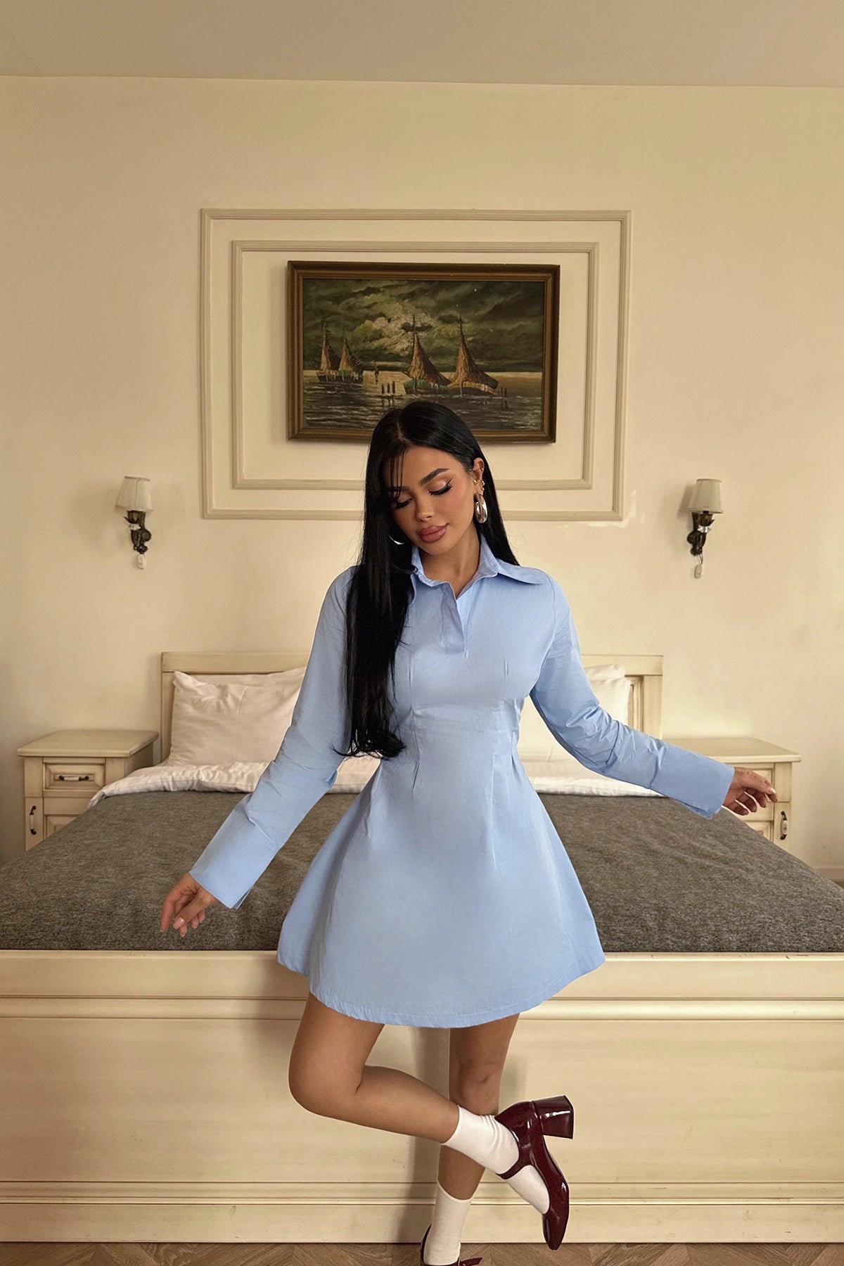 Blue Herda Flared Dress